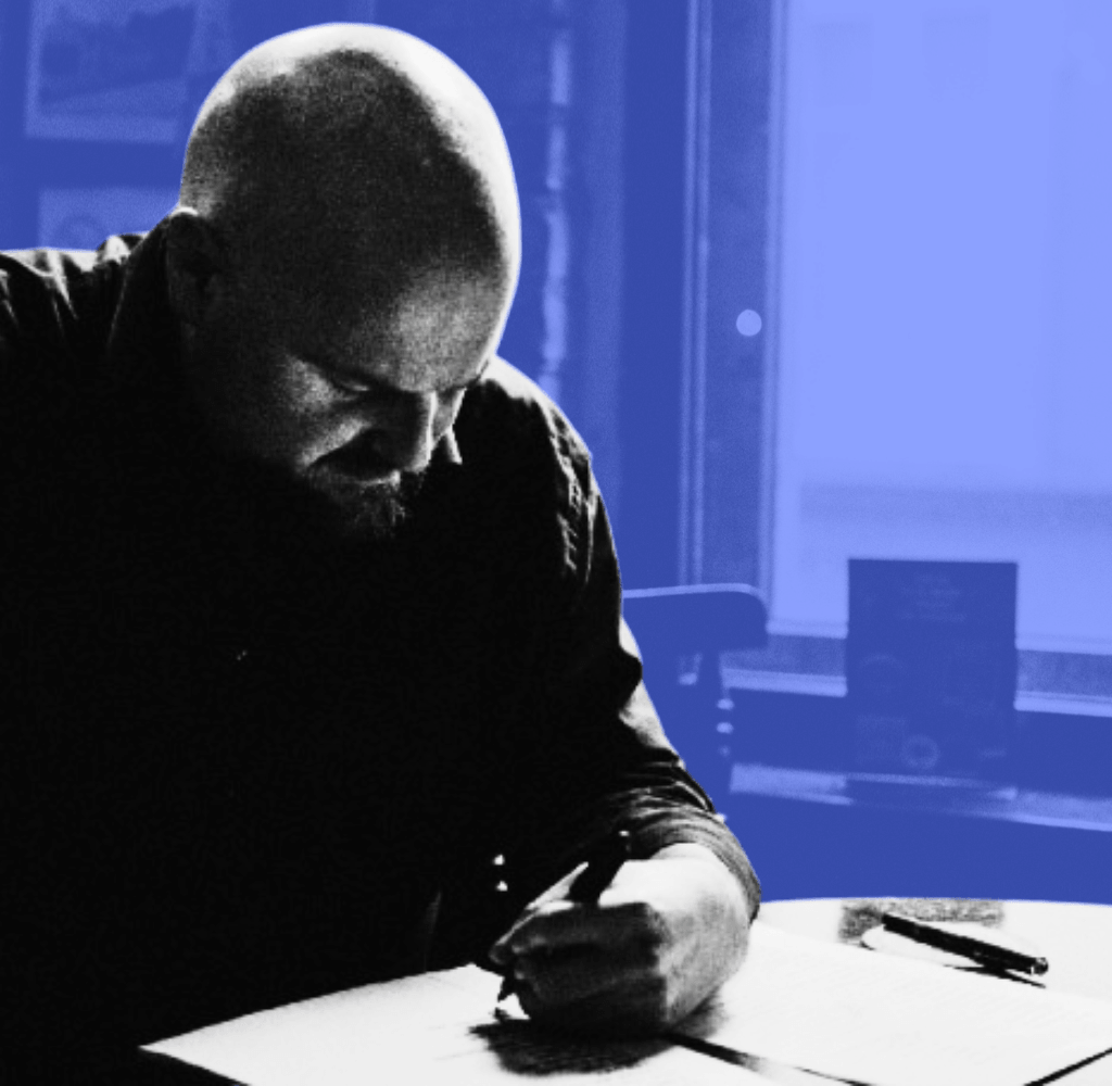 Christian A. Dumais blue background